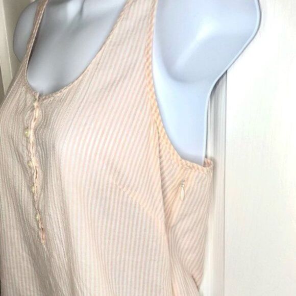 JCrew Factory Stripe Sequin Cotton Tank Peach 2 - Picture 4 of 8